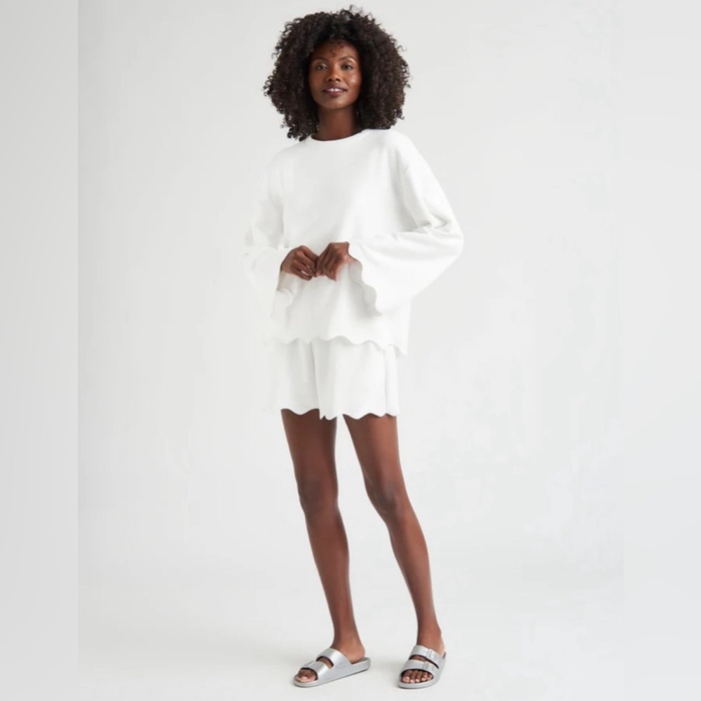 NWT Splendid Nori Scalloped Sweatshirt & Short Set Small